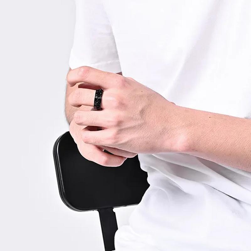 Anello a Catena Rotante in Acciaio Inossidabile per Coppie Zircone Spinner Fidget Anello Anti-Ansia Multifunzionale Anillos De Ansiedad