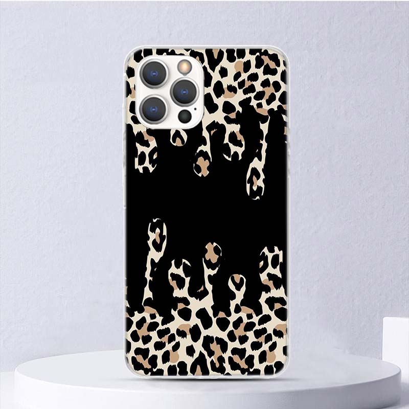 Leopard Print Soft Case For iPhone 11 12 13 Mini 14 Pro Max Apple Phone Cover X XS XR SE 7 Plus 8 + 6 6S 5S Funda Coque