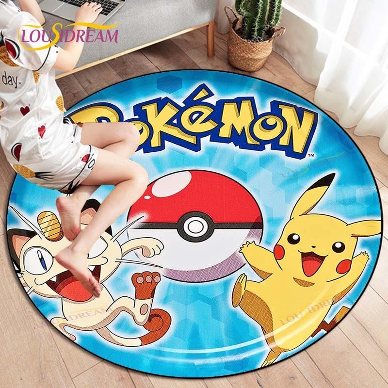 

Cartoon Pokemon Round Carpets for Living Room Rugs Soft Flannel Floor Area Rug Bedroom Carpet Mat for Children Kitchen Rug 60cm