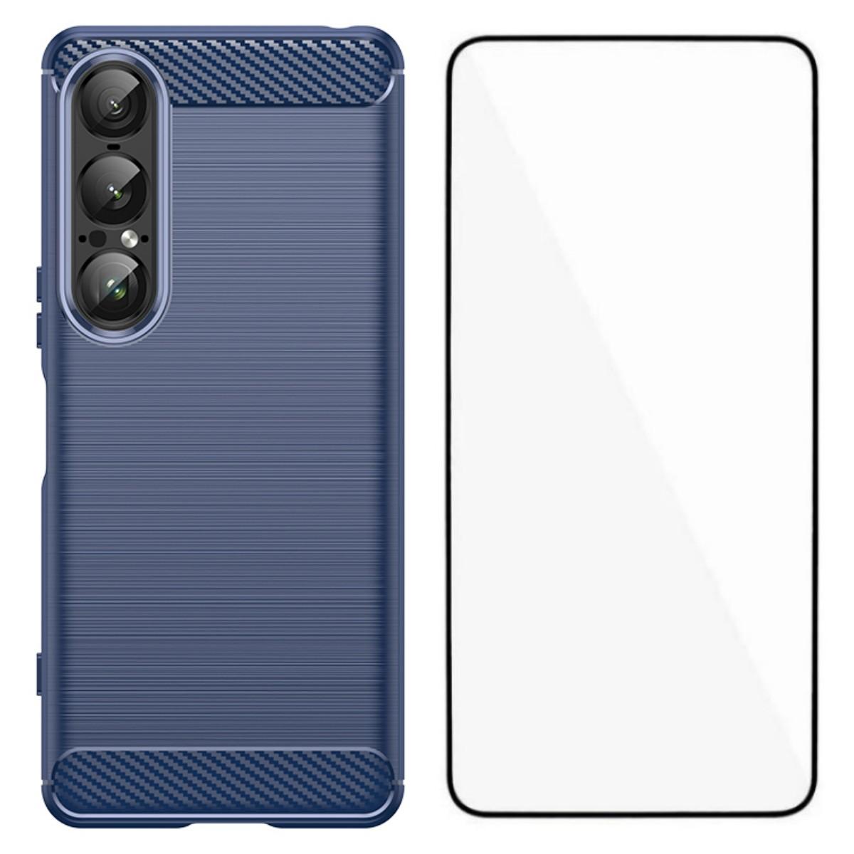 

Для Sony Xperia 1 VII Чехол с защитной пленкой WANLONFENG Серия LS Большое отверстие для объектива Матовая текстура TPU Чехол для телефона Blue