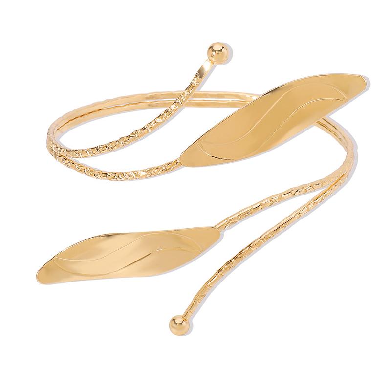 Punk Metal Leaves Flower Upper Arm Bracelets Bangles For Women Girls Cuff Bangle Adjustable Armlets Hand Jewelry Men