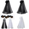 Gothic Witch Cloak With Mesh Hood For Halloween Costume Party And Role Play
