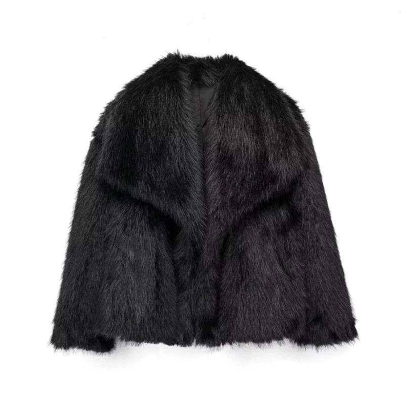 Giacca invernale in pelliccia con bavero in pelo di visone top da donna soffice ampia corta