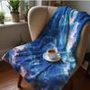 Pastel Dot Stripe Cartoon Anime Print Flannel Blanket Soft Warm Throw for Kids Bedroom Sofa Christmas Office Car