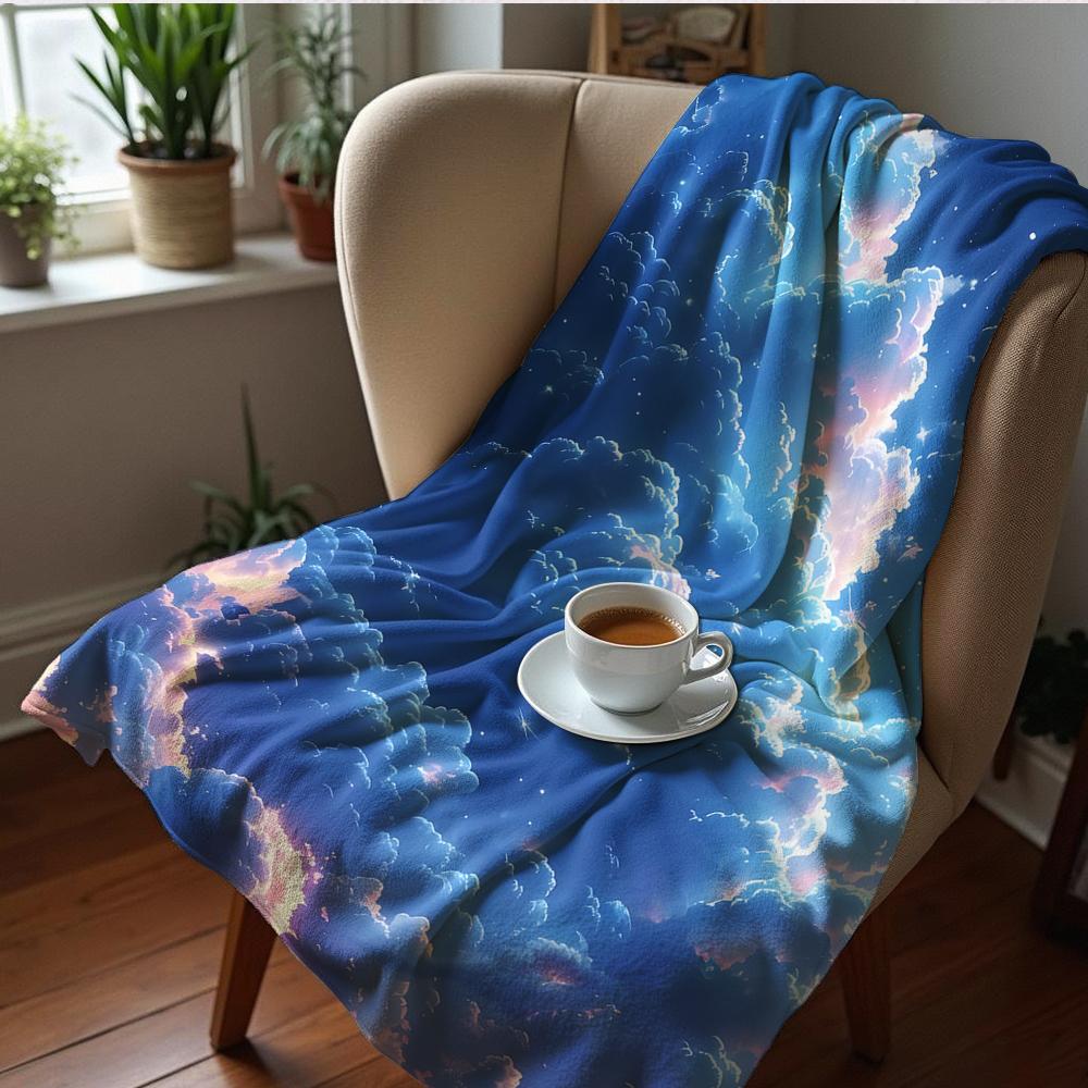 Pastel Dot Stripe Cartoon Anime Print Flannel Blanket Soft Warm Throw for Kids Bedroom Sofa Christmas Office Car
