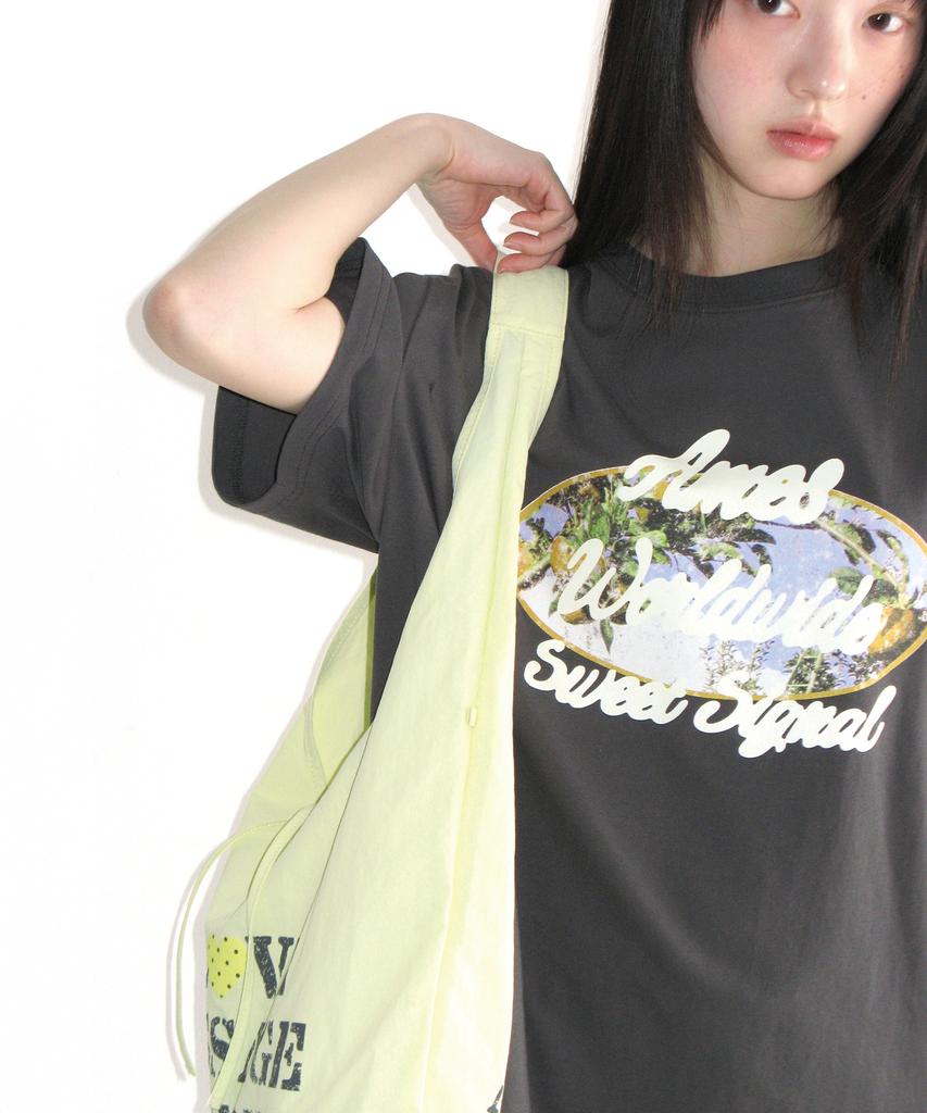 AMES-WORLDWIDE Palm Tree Oval Tee Charcoal