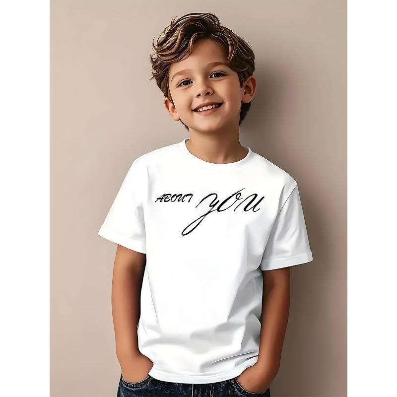 

European sizes Breathable, Lightweight Printed Short-sleeve, Regular Cartoon Short-sleeve, Elastic Printed Top 164cm білий