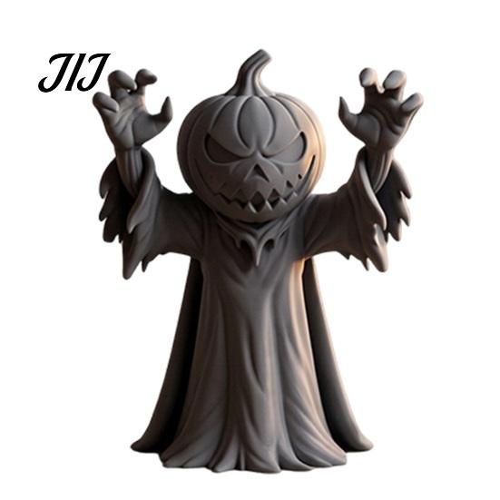 Spooky Pumpkin Character 3D Printed Man Figurine, Halloween Zombie Festive Ornament for Home Office Desk Shelf Decor Statue