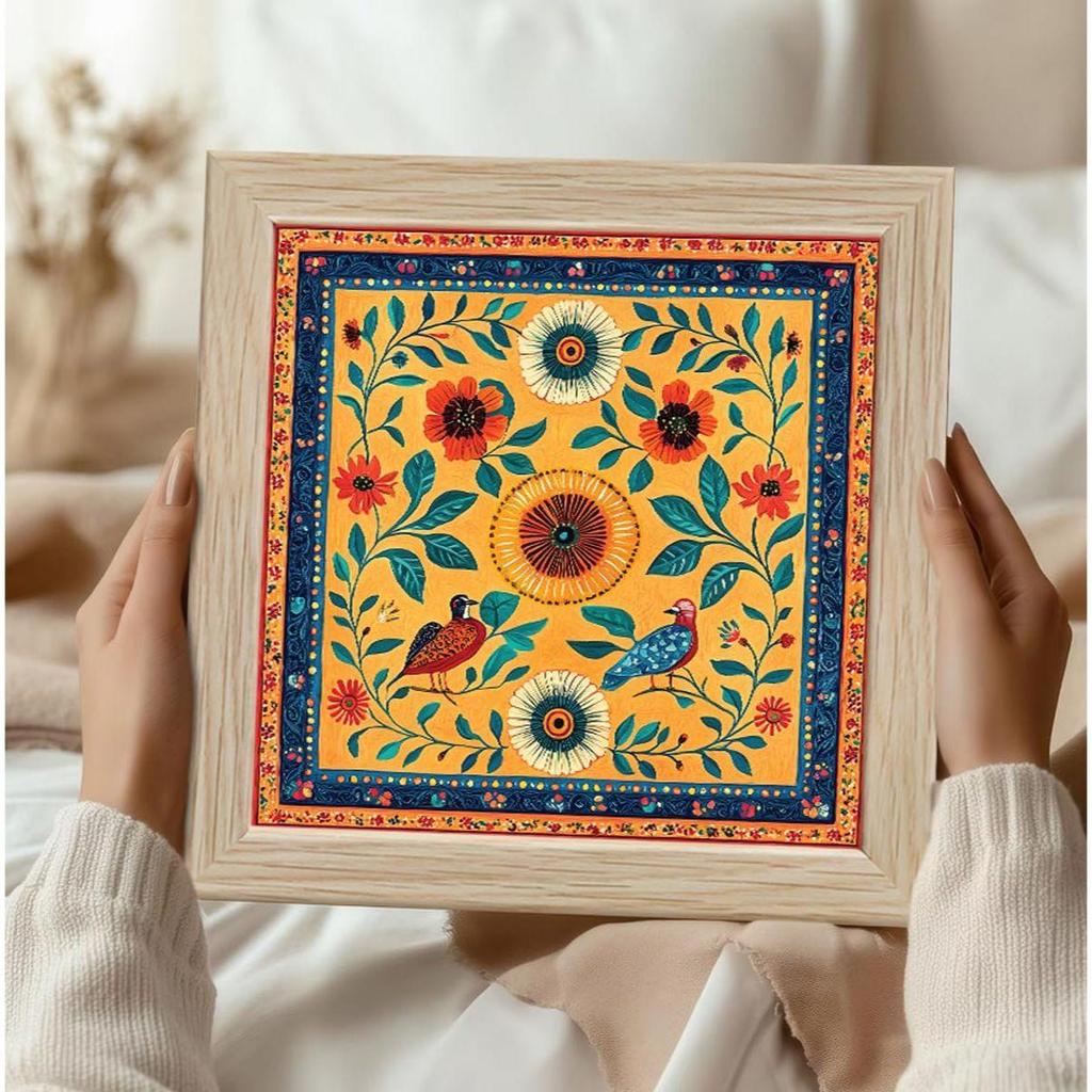 ArtX Paper Madhubani Art Paintings with Frame for Home Decor, Wall Painting for Living Room,