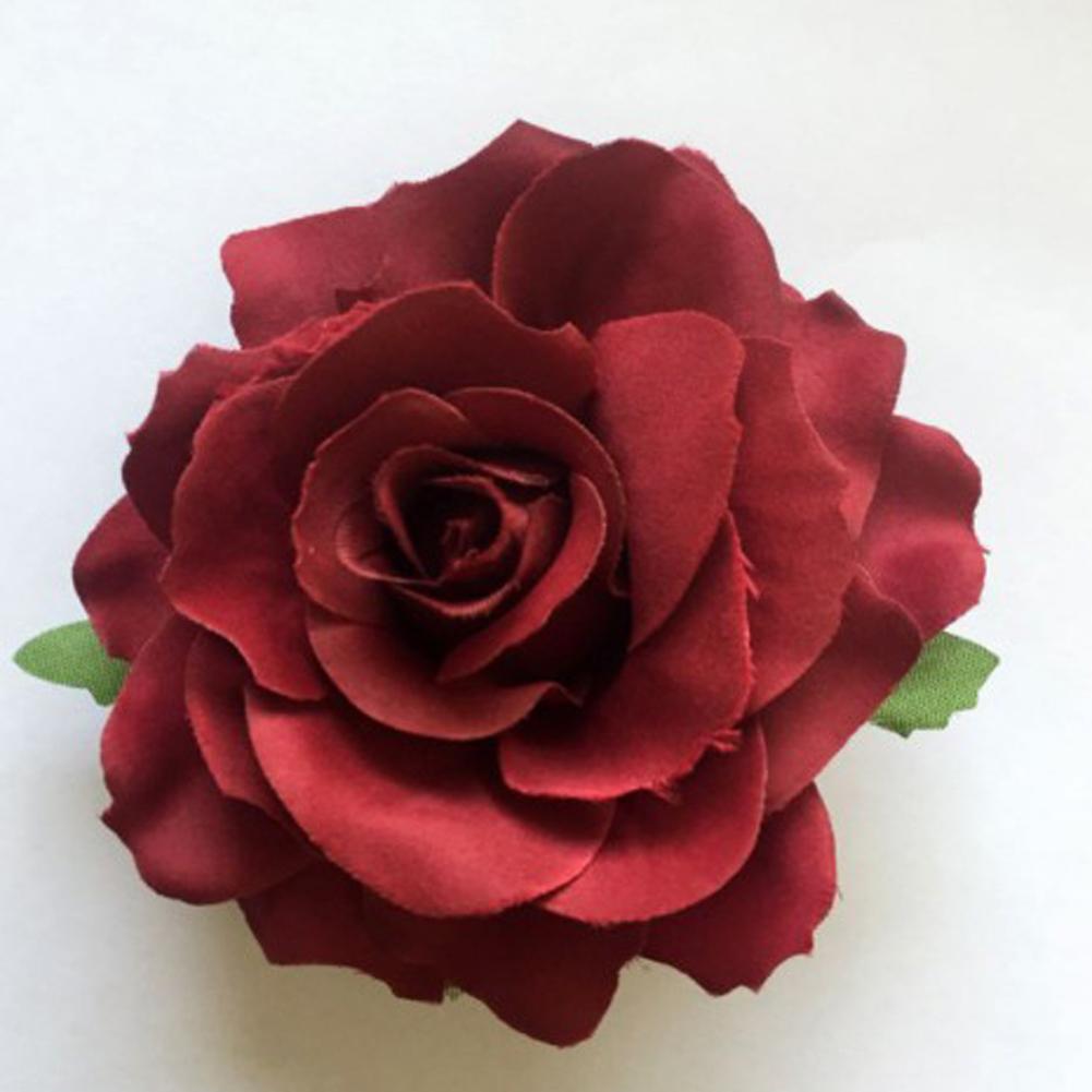 Braut Hochzeit Beflockungsstoff Rote Rose Blume Haarnadel Haarspange Simulierte Blume Haarnadel Ornament Kopfschmuck Haarschmuck