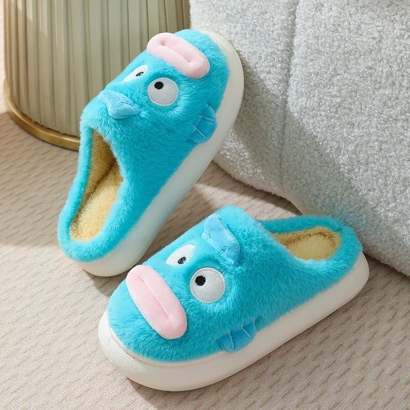 Cotton slippers female cute cartoon bag head non-slip wool slippers winter warm thick-soled confinement shoes