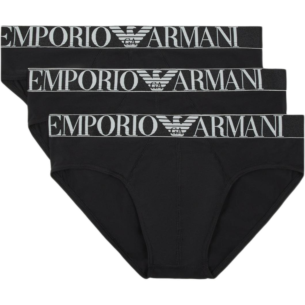 Emporio Armani Мужские трусы-слипы средней посадки с вышитым логотипом Черные 111734-4F726-73320 L