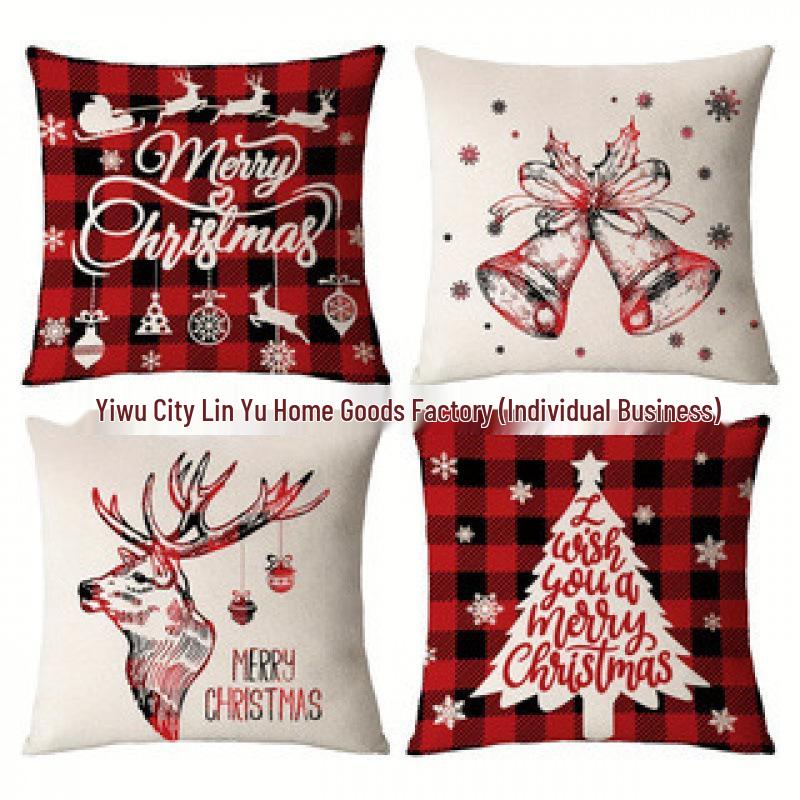Christmas Linen Pillowcase: Home Sofa Decor & Car Lumbar Support Cushion Cover