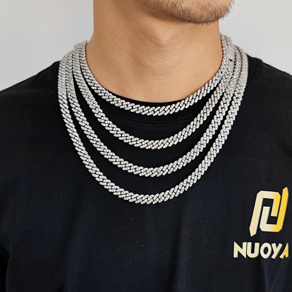 8mm Hip Hop Jewelry Diamond Iced Out Silver Thick Cuban Link Chains for Girl Cuban Necklaces Women