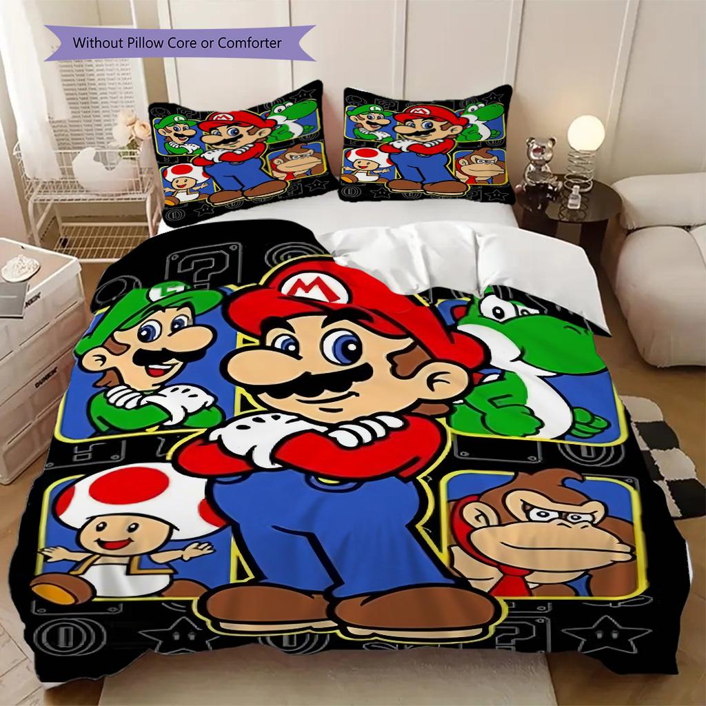 Super Mario Print Soft Comfortable Duvet Cover, Children's Bedding Set Gift, Various Sizes Available Machine Washable LXR91