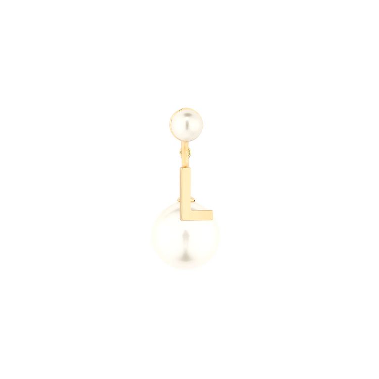 Dior My Abc Gold Plated Metal And White Resin Bead Letter L Earring Single Women Earrings E1021ABCRS-D301
