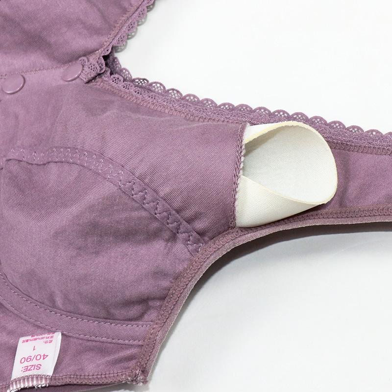 Autumn and winter new lace edge front buckle underwear women's soft cotton vest bra without steel ring underwear women