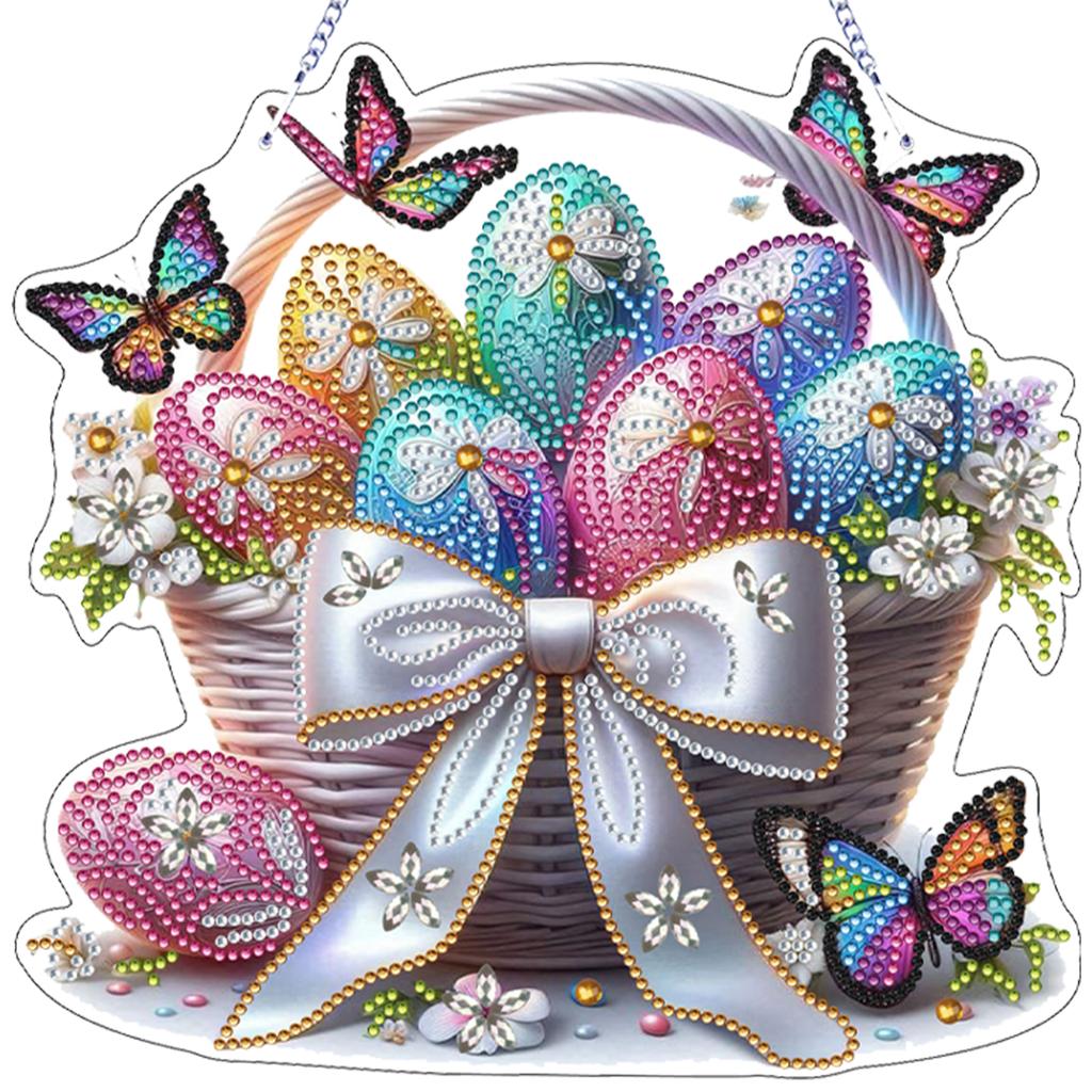 Easter 2D Flat DIY Hanging Diamond Art Kits Special Shape Rhinestone Diamond Art Window Pendants Wall Decor for Home & Windows