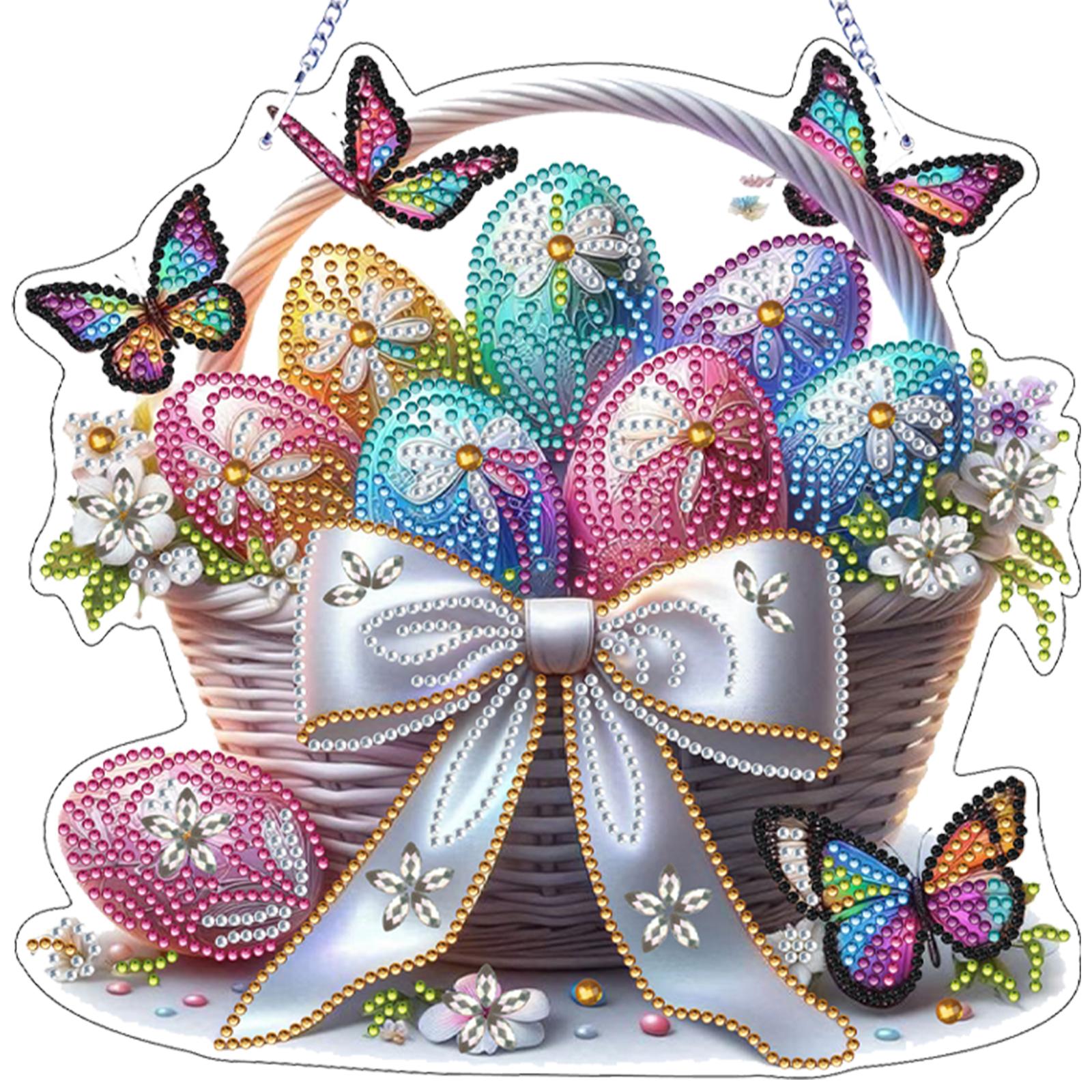 

Easter 2D Flat DIY Hanging Diamond Art Kits Special Shape Rhinestone Diamond Art Window Pendants Wall Decor for Home & Windows