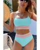 Azura Exchange Patchwork Striped Spaghetti Strap High Waist Bikini Swimsuit