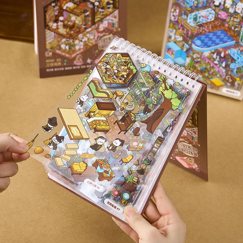 DIY 3D Stickers Landscape Stickers Collection Book Album Cartoon Scene Christmas Toy Game Festival Birthday Gift For Kid Child