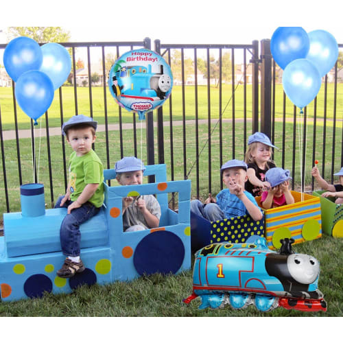 Birthday decoration Cute Thomas the Tank Engine Bull Boy Children Happy Birthday Balloon Thomas Aluminum Balloon Star Balloon Latex Balloon 100 Day Ce