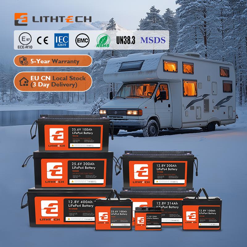 EU Stock 24V 100Ah Deep Cycle Smart BMS Solar Backup Caravan Marine Long Life Lightweight Fast Charging 24V LiFePO4 Battery