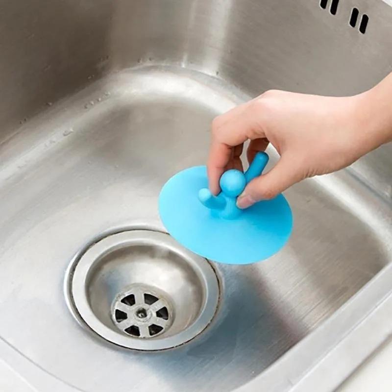Silicone Bathtub Floor Drain 3 Colors for Kitchen Bathroom Accessories Hair Stopper Portable Kitchen Sink Stopper Drain Plug