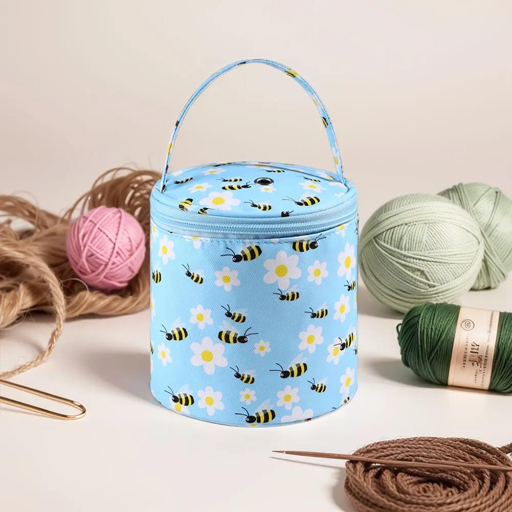 New Yarn Storage Tote Bag Small Empty Yarn Storage Bag Cashew Flower Knitting Tote Bag Portable Storage Crochet Hook Sewing Tool