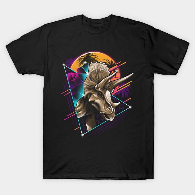 Men Black Print T-shirt Rad Triceratops No-Cut Transfer Paper Print Cotton Tshirt 4XL
