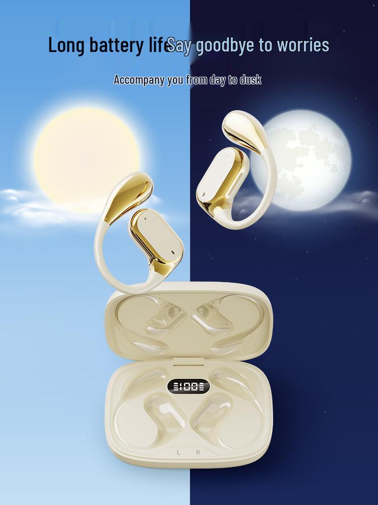 Q11 Ear-Hook Wireless Bluetooth Earbuds: Sporty, Non-In-Ear, Electroplated Finish, Digital Display, Long Battery Life