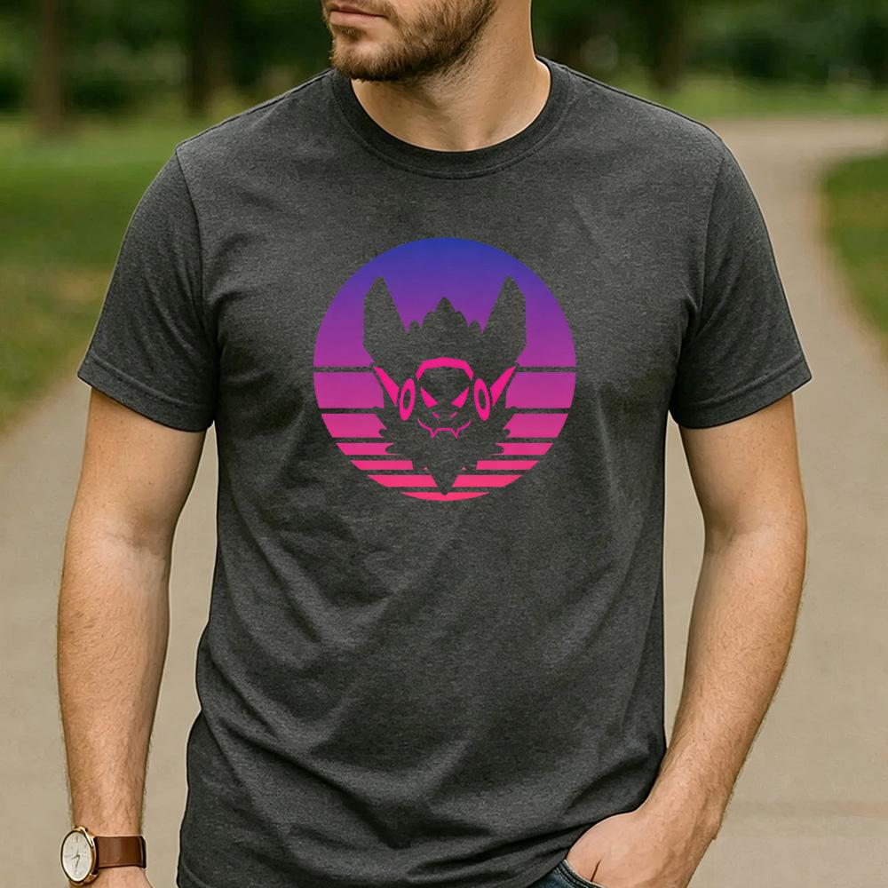 Vintage Sunset Gradient Protogen Furry Robot Head Unisex TShirt Cotton Short Sleeve Neon Futurism Fursona Casual Graphic Tees