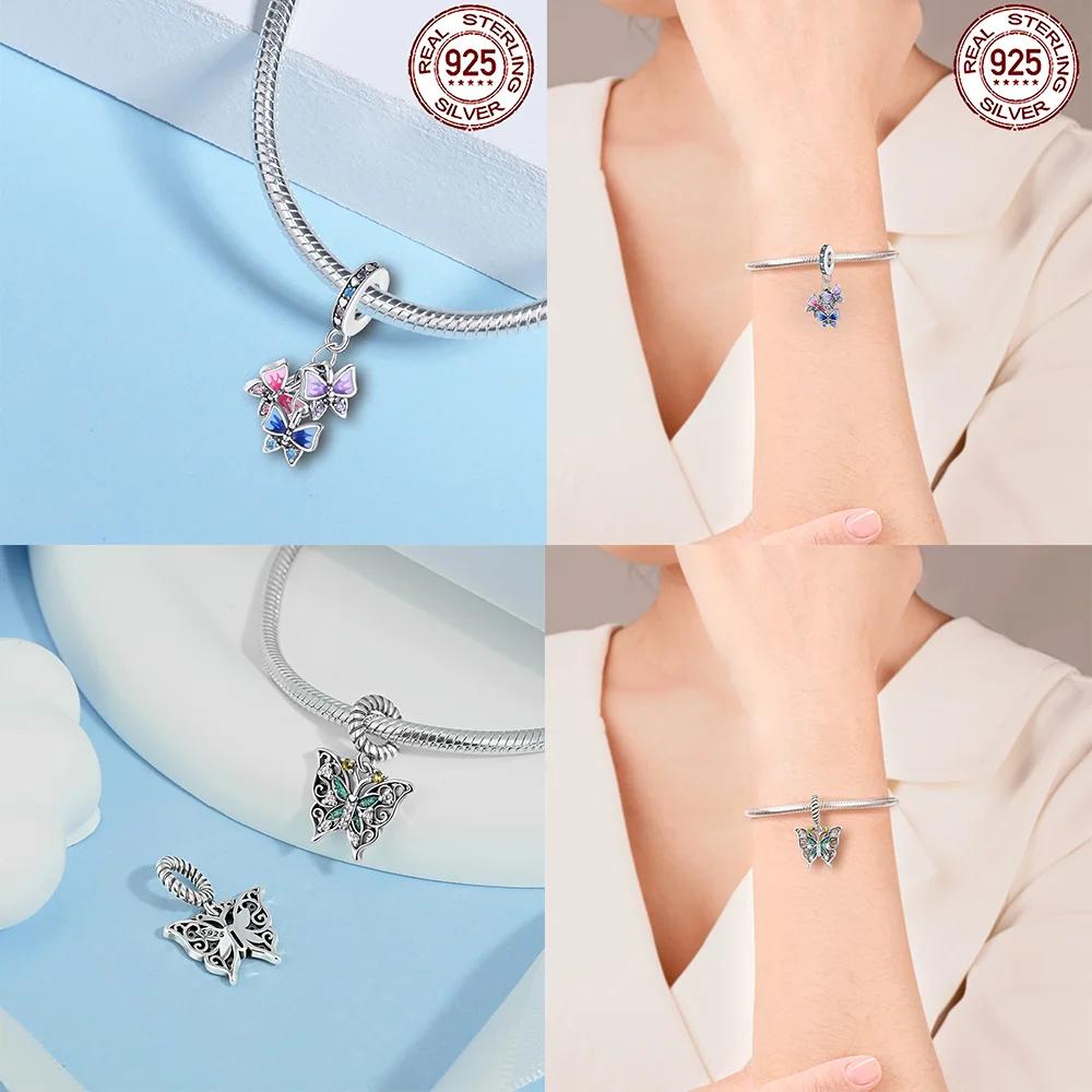 Charm Bead Charms Plata Originales Colored Butterflies Bead Charms for Charm Bead Charms copper Bracelets Jewellery Making Womens Gift