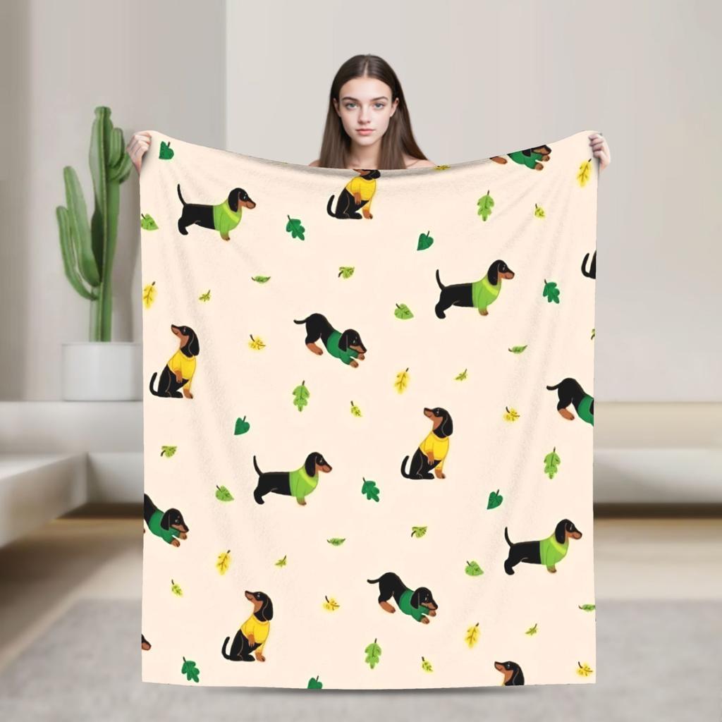 Dachshund Christmas Blanket Dogs Animal  Wool Throw Blanket Home Couch Printed Soft Warm Bedsprea