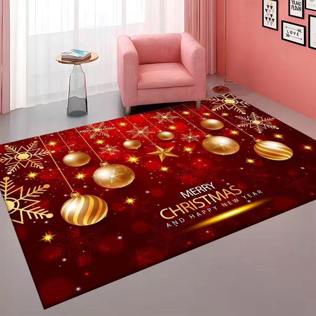 Large Crystal Velvet Non-Slip Water-Absorbent Christmas Carpet for Living Room and Bedroom