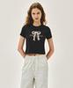 Malittepeulangsowajeobeo W Sorona Cool Ribbon Graphic Crop Tee Charcoal