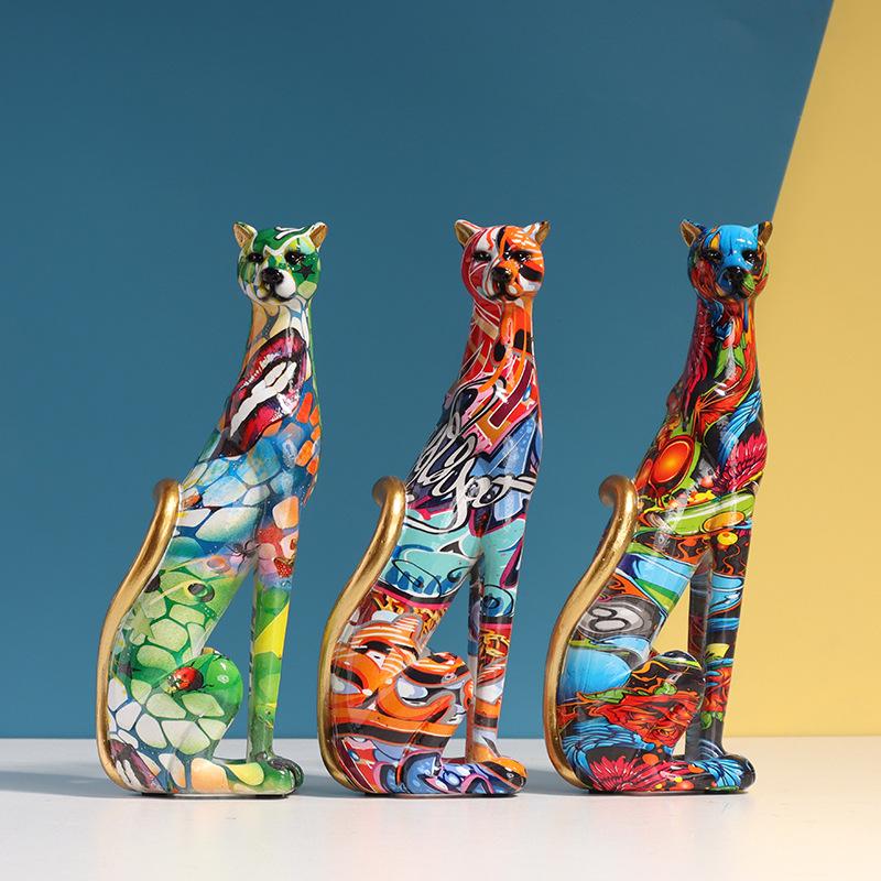 Colorful Leopard Resin Desktop Decoration