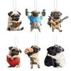 Adorable Pug Acrylic Car Rearview Mirror Accessories 2D Cute Puppy Pendant Ornaments Keychain Charms For Car Backpacks Decor