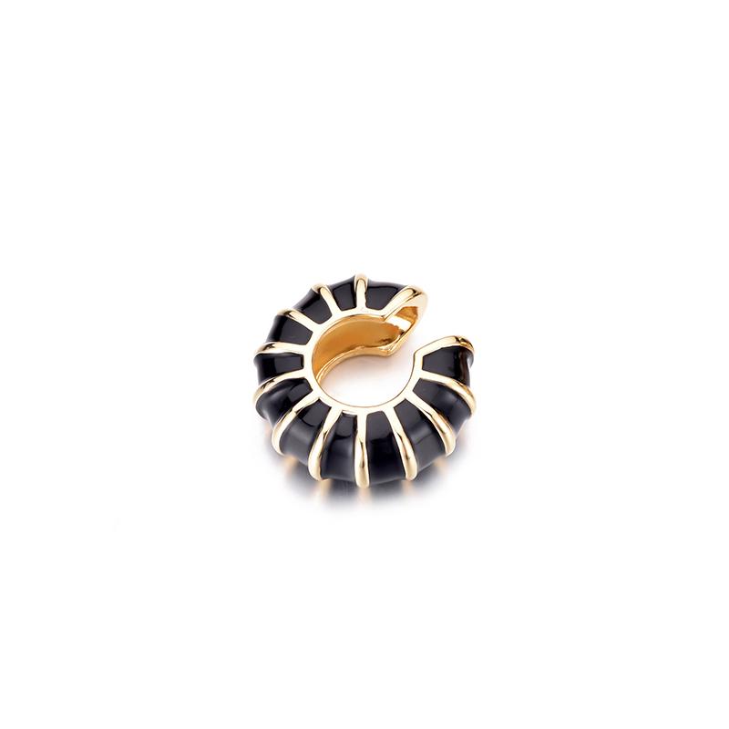 

1 Piece Round Clip On Earrings Ear Cuffs Bohemian C Shaped Enamel Gold Color Zircon Non-Piercing Blue Black White Pink Earrings чорний