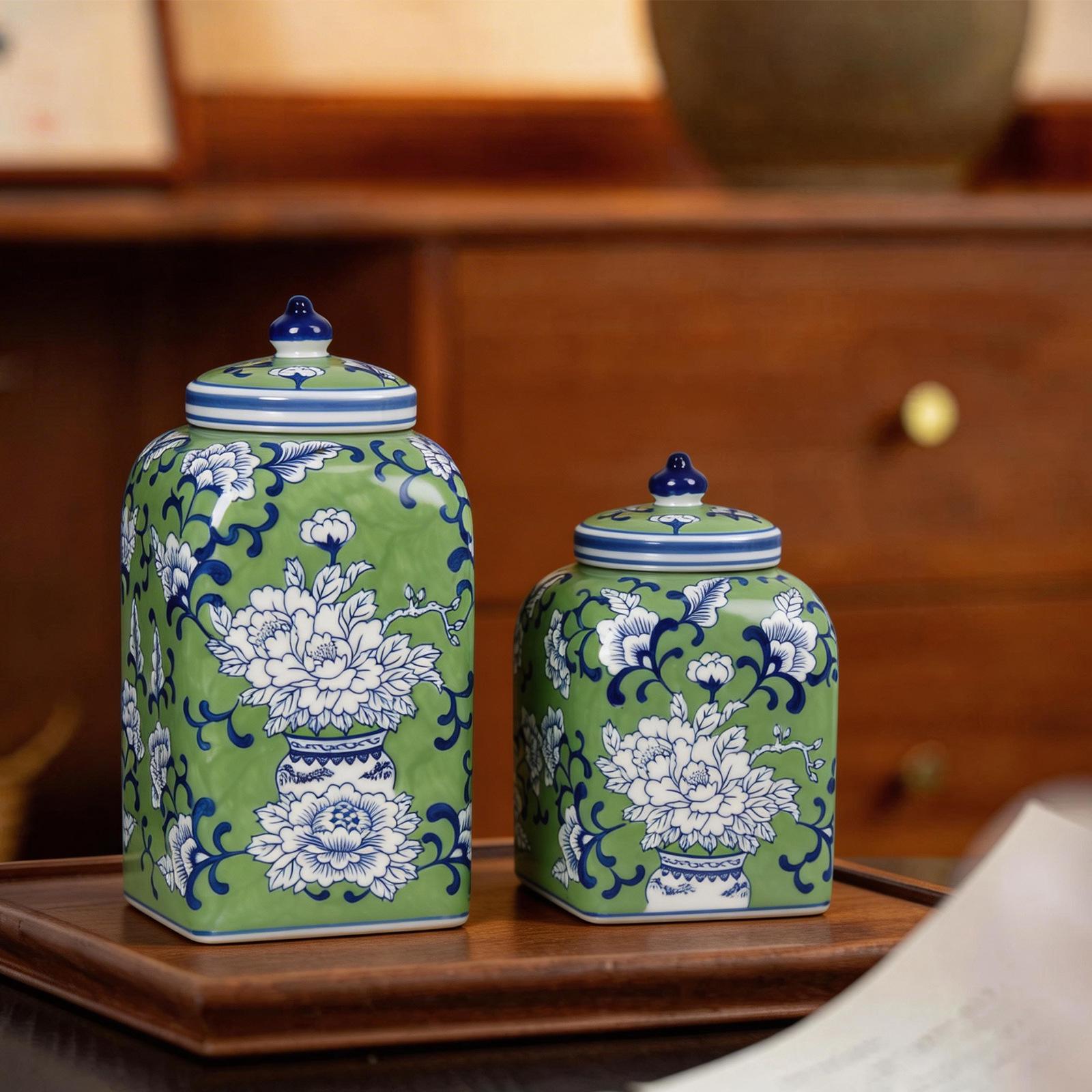 Элегантная сине-белая фарфоровая банка для хранения - Высококлассный декор, чайница или украшение для гостиной