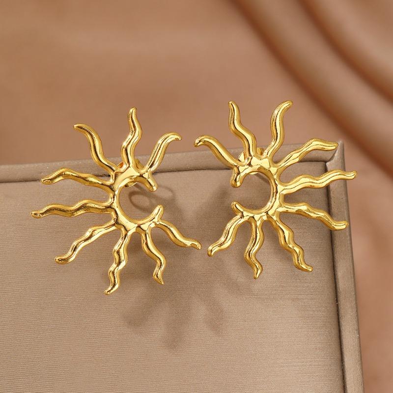 

Women s Minimalist Sunburst Stud Earrings, Geometric Sun Edgy Statement Jewelry