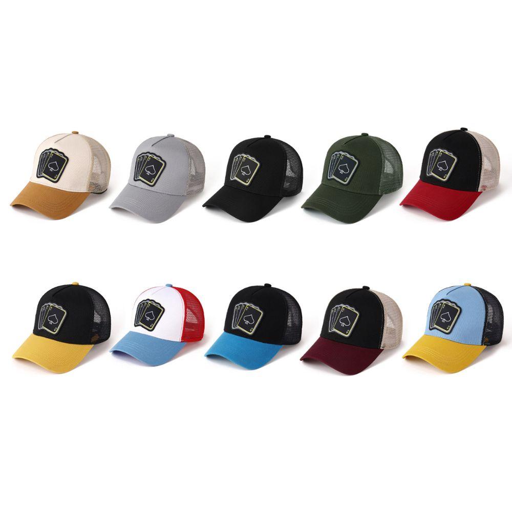 Cotton Embroidered Baseball Cap Adjustable Trucker Hat Fashionable Poker Card Hat  For Men Women
