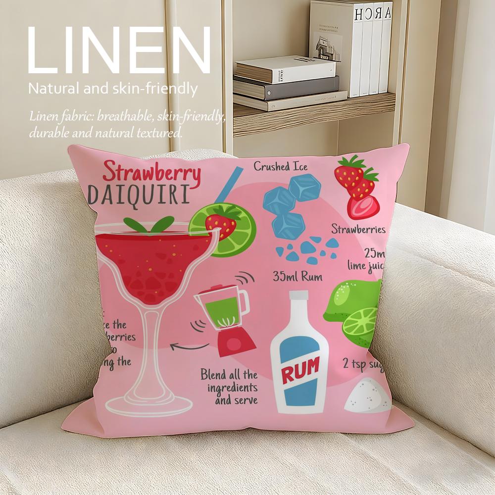 

Food Daiquiri Cocktail Cushion Cover Pillowcase Set Pcs x x Breathable Washable Sofa Cushion Cover 30X30cm