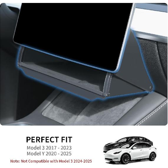 Under Screen Storage Box for Tesla Model 3/Y 2017-2025, [Hidden Design & More Privacy] Center Console Organizer Tray for Tesla Model 3 Y