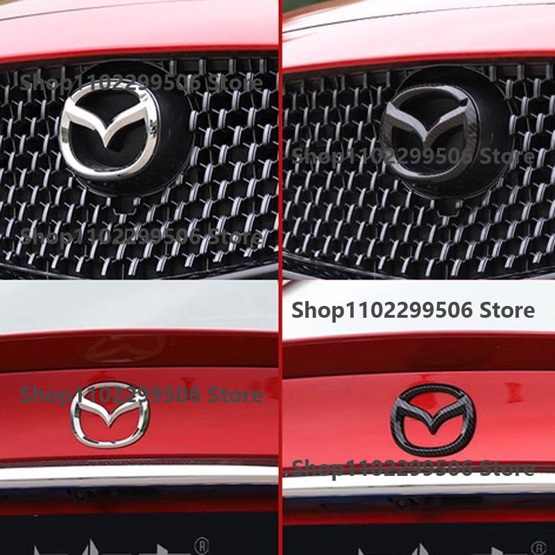 Car Front Grille Badge Trunk Emblem For 2014 15 16 17 18 19 Mazda 6 black Carbon steering wheel Rear Body Decal Accessories