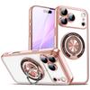 KEYSION Plating Transparent TPU Magnetic Case for MagSafe for iPhone 16 17 Pro Max 17 Air PC Ring Stand Lens Protect Phone Cover