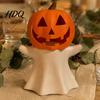 Zucca Decorativa Portacandele Fantasma di Halloween LED Elettronico Supporto Decorazione Festa Autunnale Ornamento Stampato 3D per Festa Casa