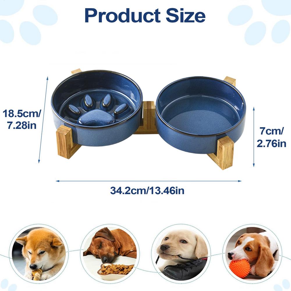

Dog Slow Feeder Bowl Cute Paw Ceramic Dog Food And Water Bowl Set Pet Supplies For Cat Feeding Watering Supplies Home Yard синий