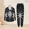Women Plus Size Black Green Gold Printed Scrub Set V Neck Long Sleeve Pocket Top And Long Pants