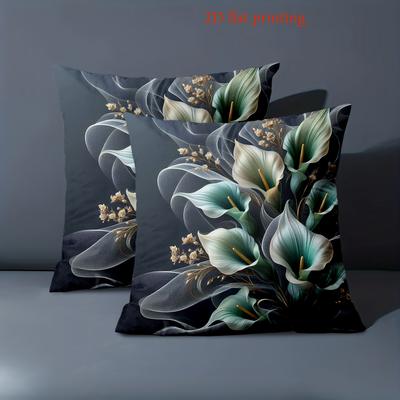 1 Pieces Floral 2D Printed Cushion Covers for Home Decor Polyester Pillowcase, Sofa Decorative Cushion Cov Headboard Pillow